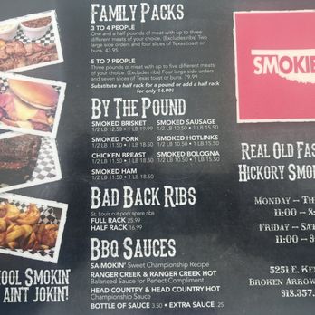 Smokies BBQ - Had the Full and Half Bad Back Ribs Dinner. - Barbeque Near Me - Broken Arrow, Oklahoma