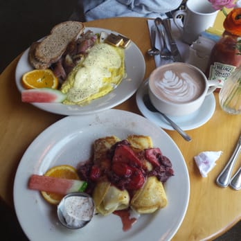 Wild Wheat - Dungeness crab and asparagus omlette, strawberry blintzes, and a fancy hot chocolate. - Breakfast & Brunch Near Me - Kent, Washington Wild Wheat - Dungeness crab and asparagus omlette, strawberry blintzes, and a fancy hot chocolate. - Breakfast & Brunch Near Me - Kent, Washington