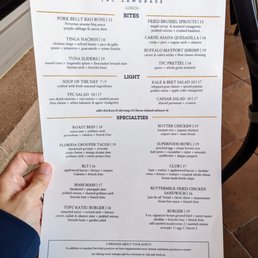 Nineteen lunch menu, 1 of 2. Food: Bites, Light, Specialties. Nineteen lunch menu, 1 of 2. Food: Bites, Light, Specialties.