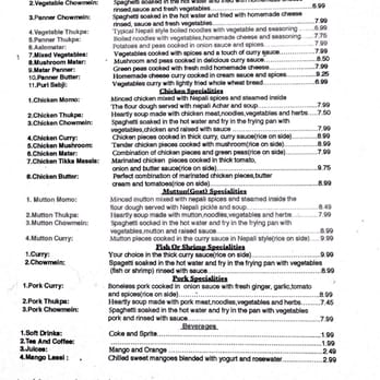 Nepali Kitchen - Menu 2/2 - Indian Near Me - Akron, Ohio