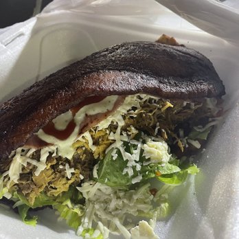 Shawarburger - Patacón, sweet plantain and plantain with a mix of meat. - Venezuelan Near Me - Orlando, Florida