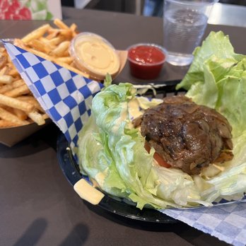 The Burger Dock - CDA - GF and DF (gluten free and dairy free) burger wrapped in lettuce. Yes I needed a fork and knife and it was scrumptious. - Burgers Near Me - Coeur D'alene, Idaho The Burger Dock - CDA - GF and DF (gluten free and dairy free) burger wrapped in lettuce. Yes I needed a fork and knife and it was scrumptious. - Burgers Near Me - Coeur D'alene, Idaho