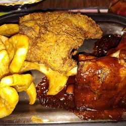 Buck-A-Neer Supper Club - Ribs and Fried Chicken with Spiral fries - The Buck-A-Neer Hwy C Stratford WI A Wisconsin Supper Club