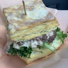 Tuna sandwich on a garlic and herb scone