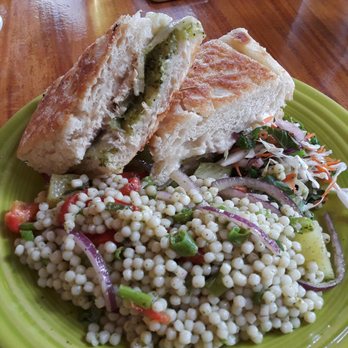 Barnacle Bistro - Fisherman's panini (tuna melt on foccacia) with a side of couscous - American Near Me - Gold Beach, Oregon
