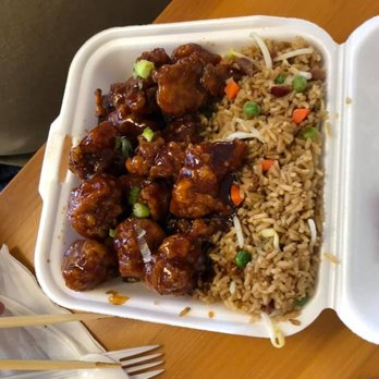 China xpress - Gen Tsao w/pork fried rice. Already ate the eggroll! - Chinese Near Me - Fort Myers, Florida China xpress - Gen Tsao w/pork fried rice. Already ate the eggroll! - Chinese Near Me - Fort Myers, Florida