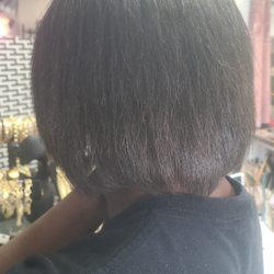 Divine Dimensions Maribels - Wash blow-dry and flat iron. Hair has volume.