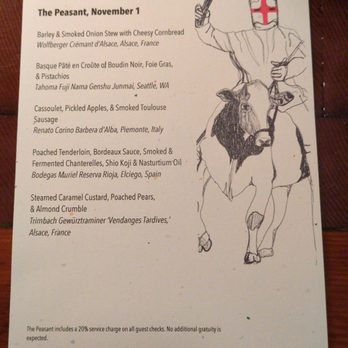 The Peasant - Tonight's menu - Nov.1 - Modern European Near Me - Seattle, Washington The Peasant - Tonight's menu - Nov.1 - Modern European Near Me - Seattle, Washington