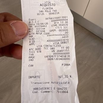 Ristorante Florida - Receipt - Italian Near Me - Mira, VE