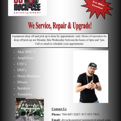 DJ Rock-Cee Entertainment - Now serving your equipment repair needs right here in Charlotte, NC.