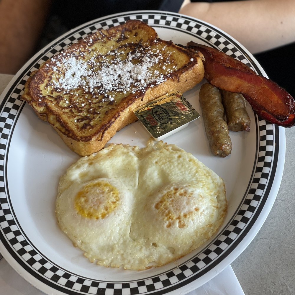 Downtown Diner - French Toast with eggs, bacon and sausage - Diners Near Me - Celebration, Florida Downtown Diner - French Toast with eggs, bacon and sausage - Diners Near Me - Celebration, Florida