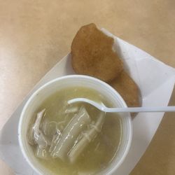 Omega's Market & Diner - Chicken and dumplings with hot water cornbread