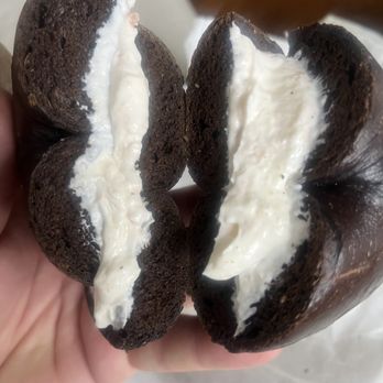 Absolute Bagels - Pumpernickel with lox spread - Bakeries Near Me - New York, New York Absolute Bagels - Pumpernickel with lox spread - Bakeries Near Me - New York, New York