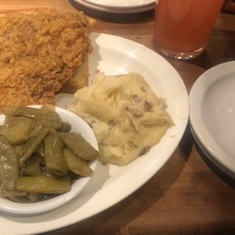 Chicken Country Fried Steak with Southern Green Beans & Idaho Mashed Potatoes with the gravy on the side