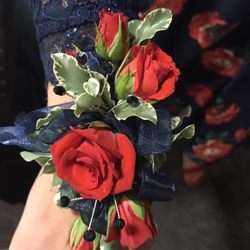 The Red Geranium - Wrist corsage made be The Red Geranium