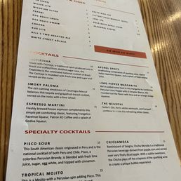Drink menu Drink menu