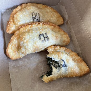 Chalos - Trio of fried empanadas: Mushroom, Corn, Spinach and Cheese (sorry, couldn't wait to take a bite) - Coffee & Tea Near Me - San Francisco, California Chalos - Trio of fried empanadas: Mushroom, Corn, Spinach and Cheese (sorry, couldn't wait to take a bite) - Coffee & Tea Near Me - San Francisco, California