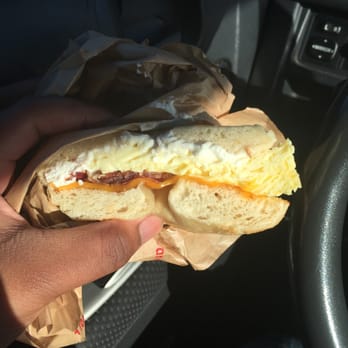 Noah's NY Bagels - Sourdough, bacon,egg, cheddar with plain cream cheese - Bagels Near Me - El Segundo, California Noah's NY Bagels - Sourdough, bacon,egg, cheddar with plain cream cheese - Bagels Near Me - El Segundo, California