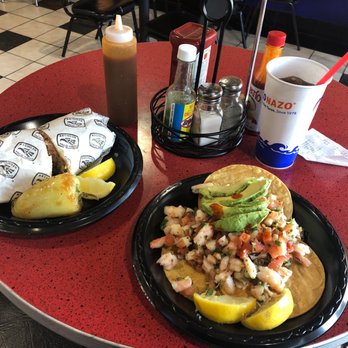 Taco Nazo - Bean and cheese burrito and small shrimp ceviche tostada an drink under $14!! - Seafood Near Me - Walnut, California Taco Nazo - Bean and cheese burrito and small shrimp ceviche tostada an drink under $14!! - Seafood Near Me - Walnut, California
