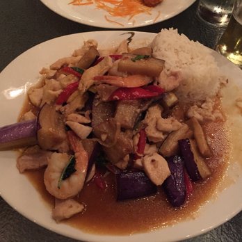 Ty Fun Thai Bistro - Combination eggplant and basil. Did not skimp the shrimp but it's 20 bucks. - Thai Near Me - Cleveland, Ohio