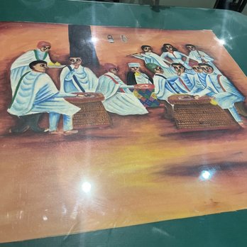 Axum Ethiopian Restaurant - Ethiopian art on the table - Ethiopian Near Me - Indianapolis, Indiana