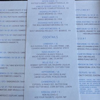 Amuse Restaurant - Drink menu - New American Near Me - Richmond, Virginia