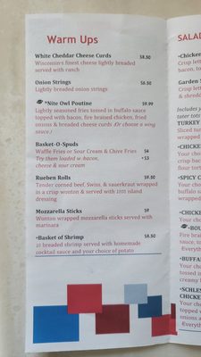 Menu photo 4 Nite Owls Slinger, WI
