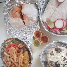 Pollo Asado Burrito, Cheeseburger delux, 3 pollo tacos and sopes Pollo Asado Burrito, Cheeseburger delux, 3 pollo tacos and sopes