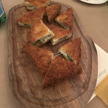Raffetto's - Mozzarella en carrozza: panko-crusted fried grilled cheese with caper anchovy sauce. - Specialty Food Near Me - New York, New York Raffetto's - Mozzarella en carrozza: panko-crusted fried grilled cheese with caper anchovy sauce. - Specialty Food Near Me - New York, New York