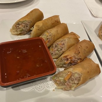 Le Mekong - Fried Egg Rolls - Crispy rolls filled with Pork, Carrot, Mushroom, Cabbage and Taro root - Vietnamese Near Me - Johns Creek, Georgia Le Mekong - Fried Egg Rolls - Crispy rolls filled with Pork, Carrot, Mushroom, Cabbage and Taro root - Vietnamese Near Me - Johns Creek, Georgia