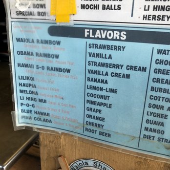Waiola Shave Ice - Menu - Ice Cream & Frozen Yogurt Near Me - Honolulu, Hawaii Waiola Shave Ice - Menu - Ice Cream & Frozen Yogurt Near Me - Honolulu, Hawaii