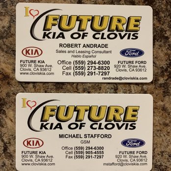 FUTURE KIA OF CLOVIS - Both Robert and Michael's business cards. - Car Dealers Near Me - Clovis, California