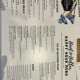 Happy hour menu HH