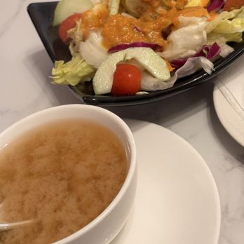 Moonga Asian Bistro - Miso soup and salad - Asian Fusion Near Me - Kaneohe, Hawaii