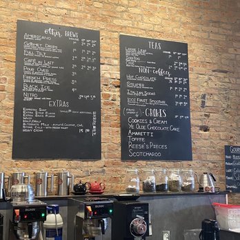 The Cup and the Scone - a menu on a brick wall - Coffee & Tea Near Me - Pontiac, Illinois The Cup and the Scone - a menu on a brick wall - Coffee & Tea Near Me - Pontiac, Illinois