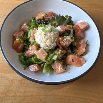 The Blue Canoe - Salmon Poke Bowl. Yummy - Seafood Near Me - Sunapee, New Hampshire The Blue Canoe - Salmon Poke Bowl. Yummy - Seafood Near Me - Sunapee, New Hampshire