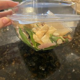 What is supposedly a 'Asian sesame chicken salad' with 'added corn and bean salsa'