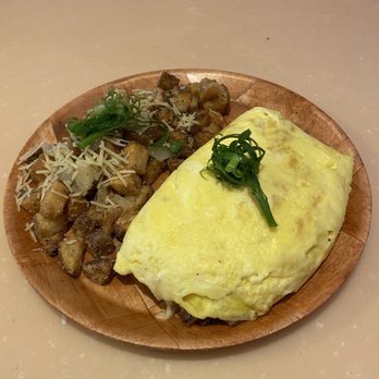My Cafe - Apple sausage omelet with Parmesan potatoes that were almost a rip off - Breakfast & Brunch Near Me - Kapolei, Hawaii My Cafe - Apple sausage omelet with Parmesan potatoes that were almost a rip off - Breakfast & Brunch Near Me - Kapolei, Hawaii