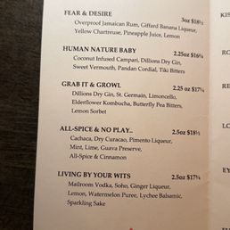 Cocktail Menu Cocktail Menu