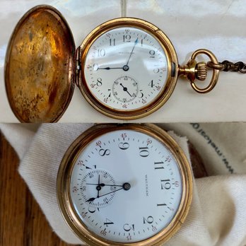 Quick Watch Repair and Gift - Top: Before  Bottom: After service at Mike and Mona's shop   1890 Waltham "seaside" size 6. 15jewels. - Watch Repair Near Me - Bakersfield, California
