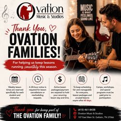 Ovation Music and Studios - Policy update!