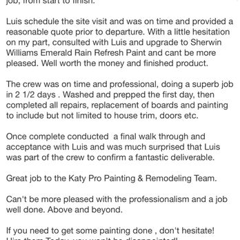 Katy Pro Painting & Remodeling - Qualified and happy customer reviews taken down by Yelp from customers that do not use Yelp often. - Painters Near Me Katy Pro Painting & Remodeling - Qualified and happy customer reviews taken down by Yelp from customers that do not use Yelp often. - Painters Near Me