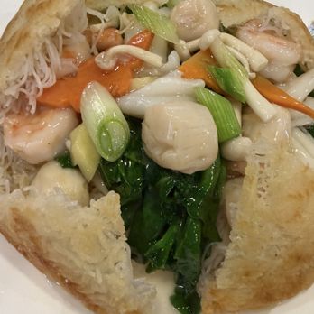 Koi Palace - 708. Pan Seared Crispy Noodle with Mixed Seafood? - Dim Sum Near Me - Daly City, California