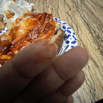 Alice's Bar-B-Que - Fingernail in food! - Barbeque Near Me - Chicago, Illinois