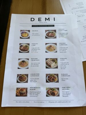 Menu photo 5 DEMI Palo Alto, CA