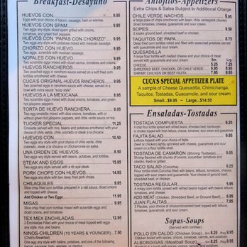 Cuca's Restaurant - The breakfast menu features a wide array of Mexican favorites, along with a few "Americana" choices. - Mexican Near Me - Fresno, California Cuca's Restaurant - The breakfast menu features a wide array of Mexican favorites, along with a few "Americana" choices. - Mexican Near Me - Fresno, California