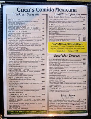 Menu photo 3 Cuca's Restaurant Fresno, CA Menu photo 3 Cuca's Restaurant Fresno, CA