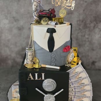 Ji's Cake Boutique - 2-tiered Gangster Deisgn Birthday Cake - Cupcakes Near Me Ji's Cake Boutique - 2-tiered Gangster Deisgn Birthday Cake - Cupcakes Near Me