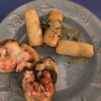 Chef Angela - Bruschetta and vegetarian spring rolls (I already ate some rolls so...) - Caterers Near Me