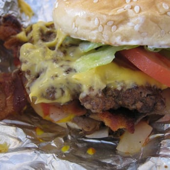 Five Guys - Little Bacon Cheeseburger up close - Burgers Near Me - Fremont, California